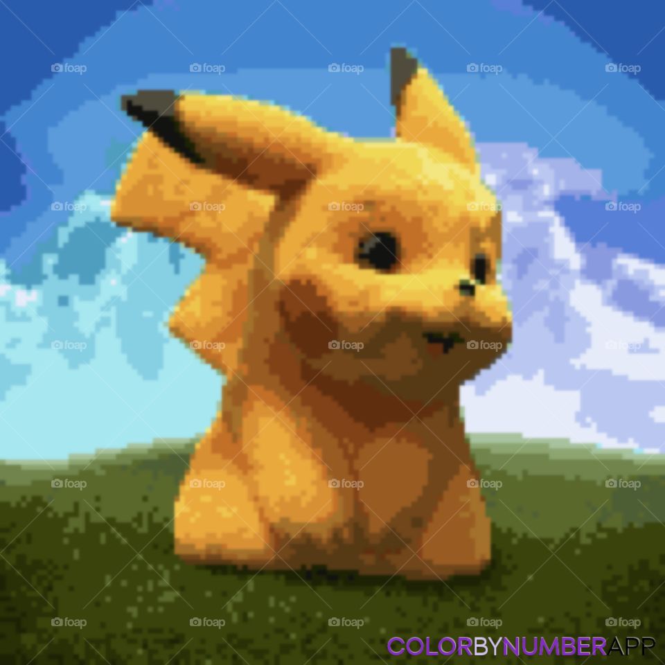 Pikachu is my most favorite Pokémon of all time, so I colored this Pikachu by using a pixel coloring app so I could improve my creativity and to show how much I love Pikachu!