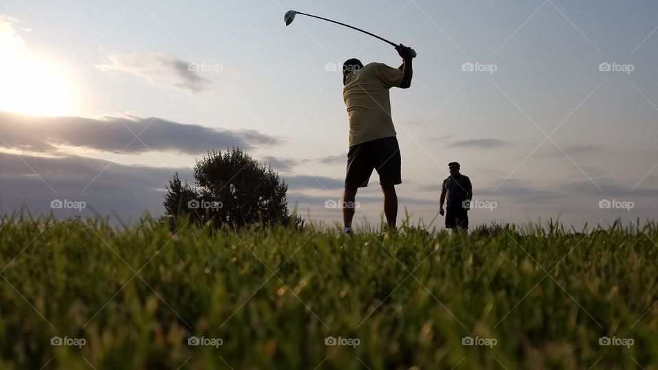Golf, Grass, Sunset, Landscape, Leisure