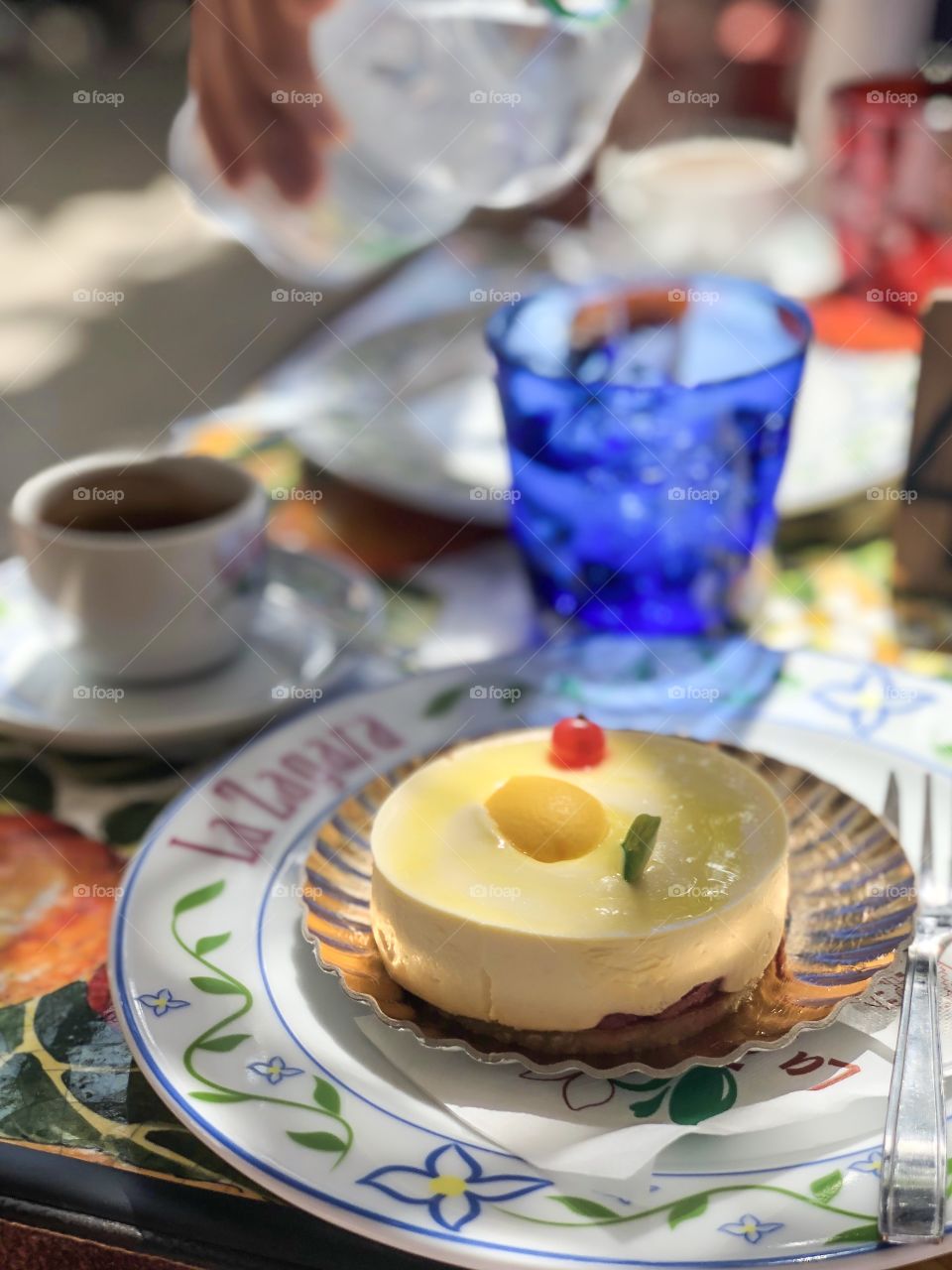 Traditional lemon panna cotta dessert of Amalfitana