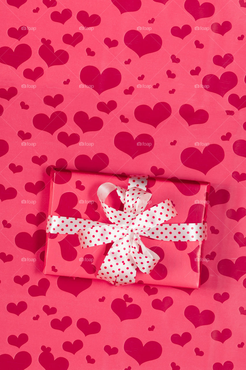 Pink heart shape gift box