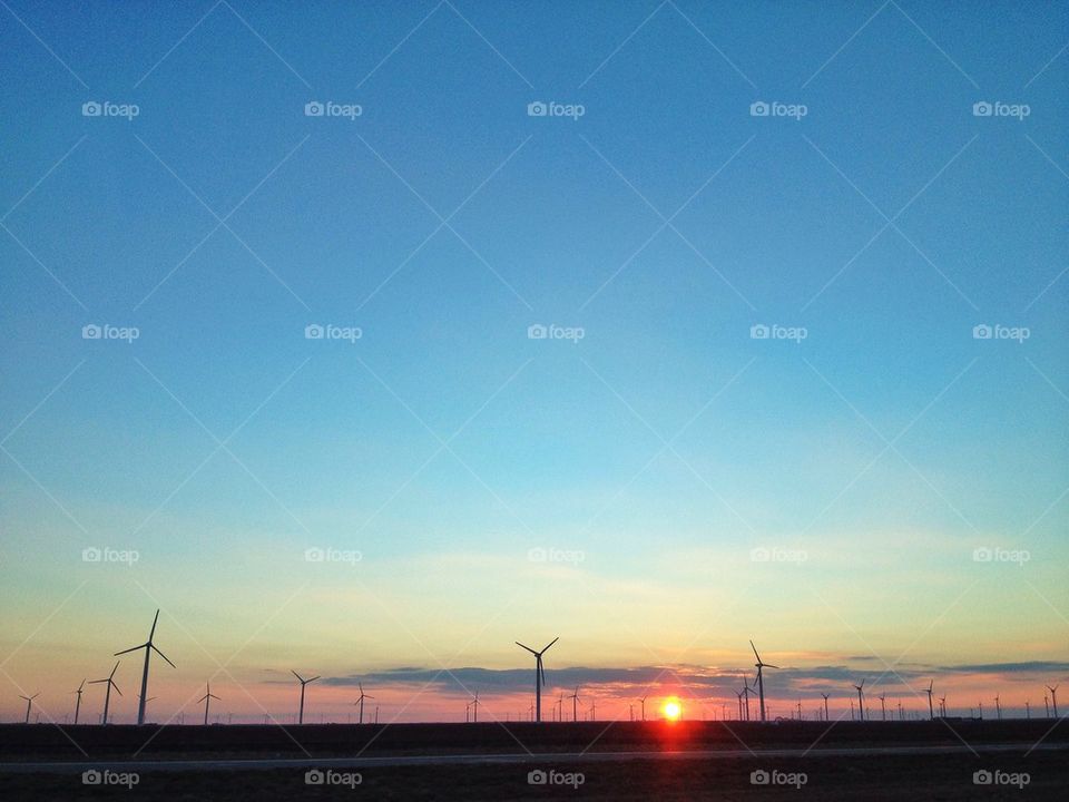 Eolic Energy generation, sunset