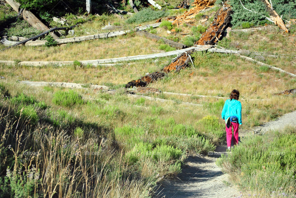 woman hiking trail