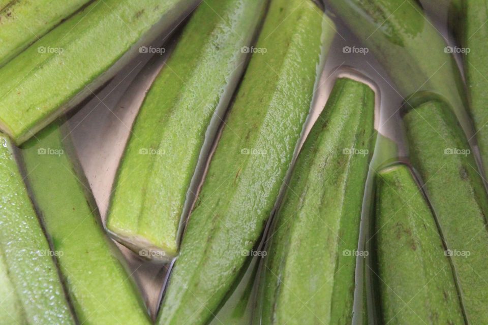 Full frame of preparing banana