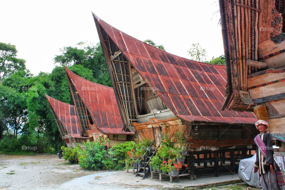 Traditional houses inside Samosir island, lake toba, north sumatra, Indonesia