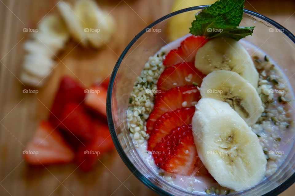 Healthy breakfast on table