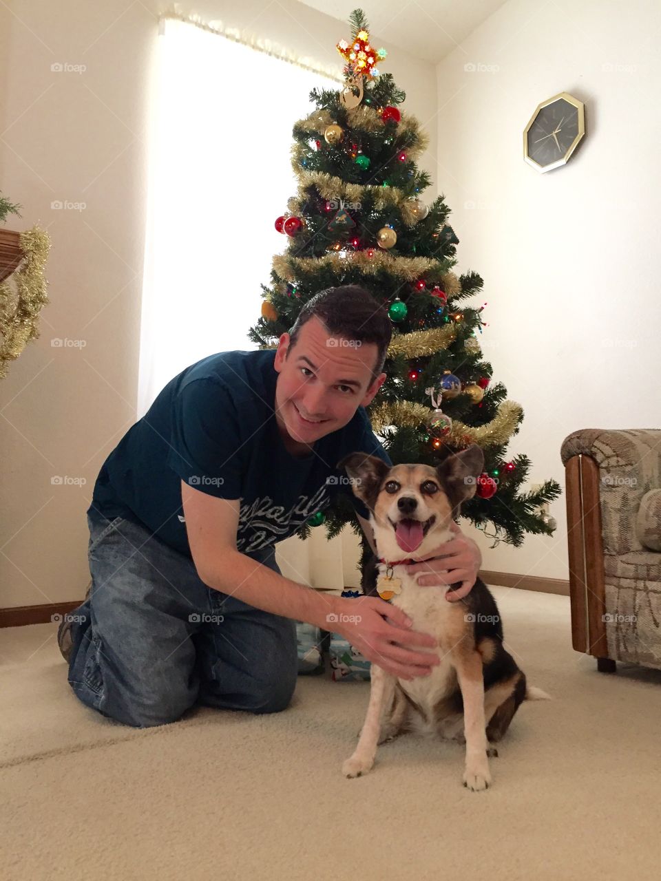 Portrait of a man and dog 