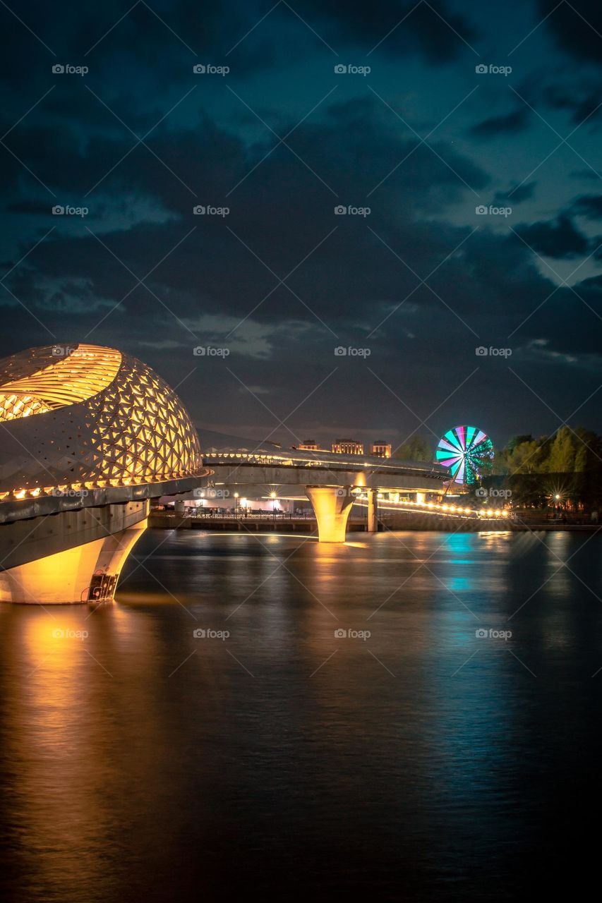 Night city vibes with the river, Kazakhstan 