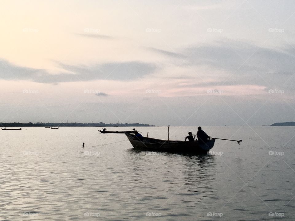 Fishing boat in the river “Than Zit” Rakhine state, Myanmar 