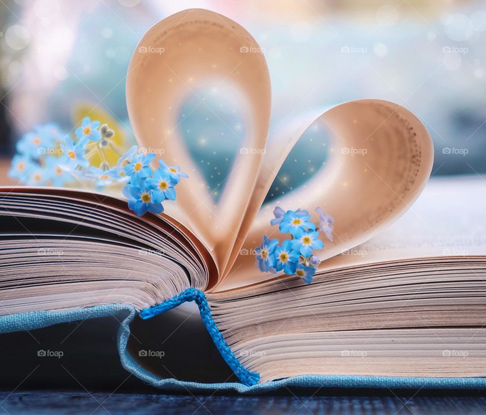 magic book with flowers