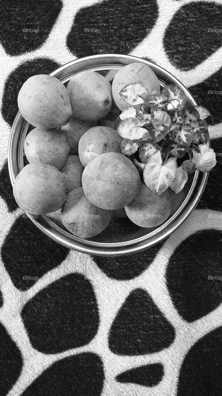 Fruits in black and white