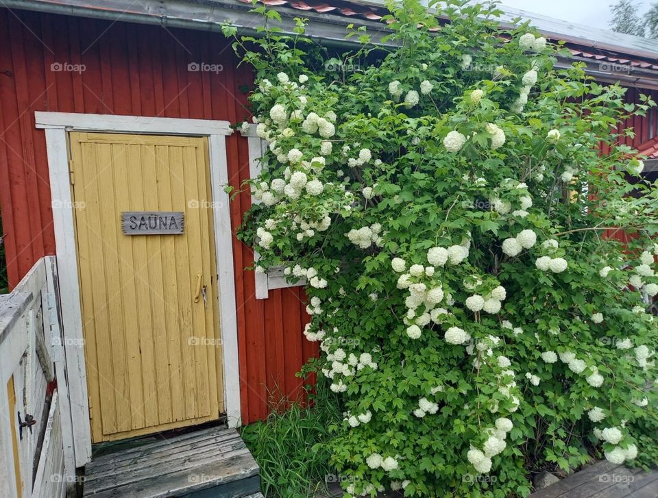A traditional building in Finnish Lapland with a wood-heated sauna.