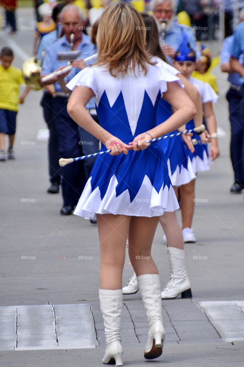 majorette dancing in the street