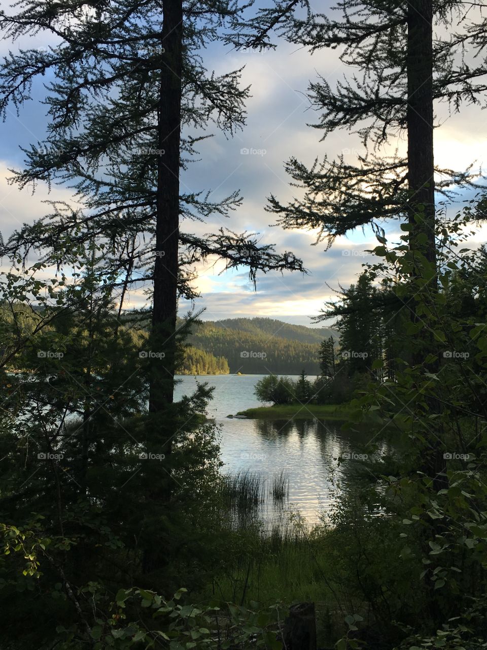Clouds reflecting on lake