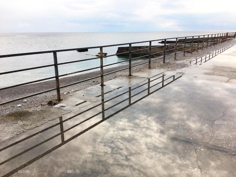 Lines on the seashore after the rain. 