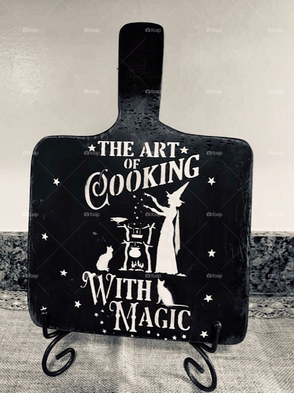 Up cycled Retro looking handcrafted cutting board decoration 