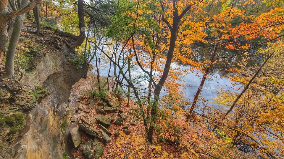 Fall on the river from the cliff