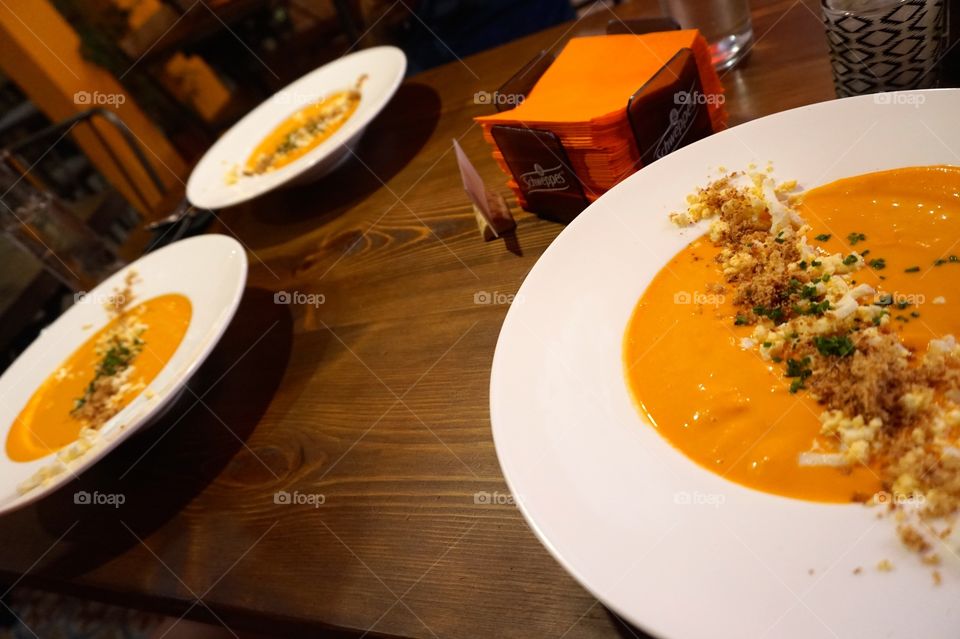 Delicious Salmorejo with friends, Madrid, Spain
