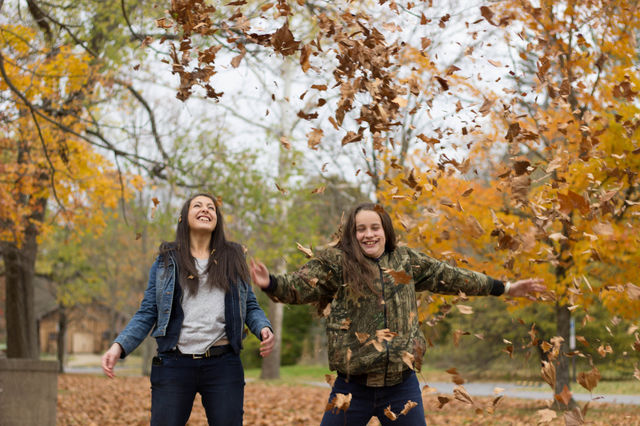 Sisters Enjoy Fall. My sisters enjoying the fall in PA at its peak.