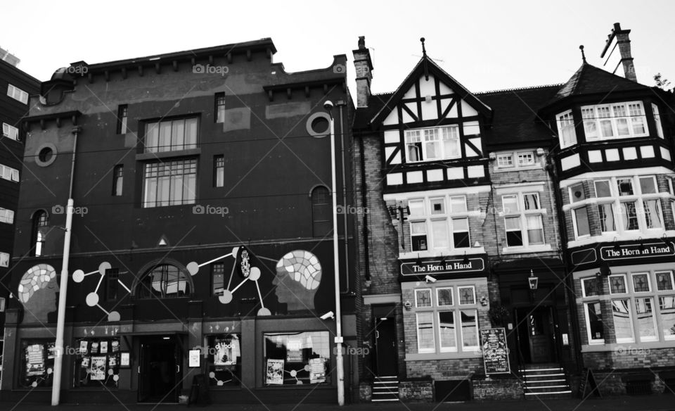 black and white architecture. English architecture