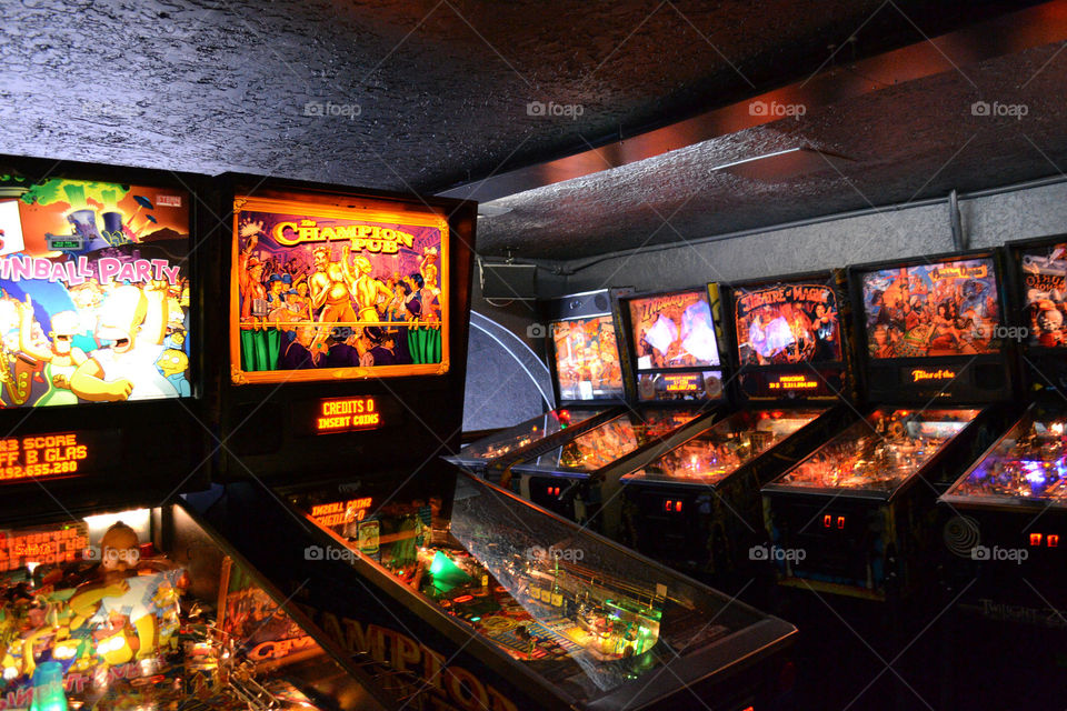 pinball machines at the arcade. Pinball machines at the arcade