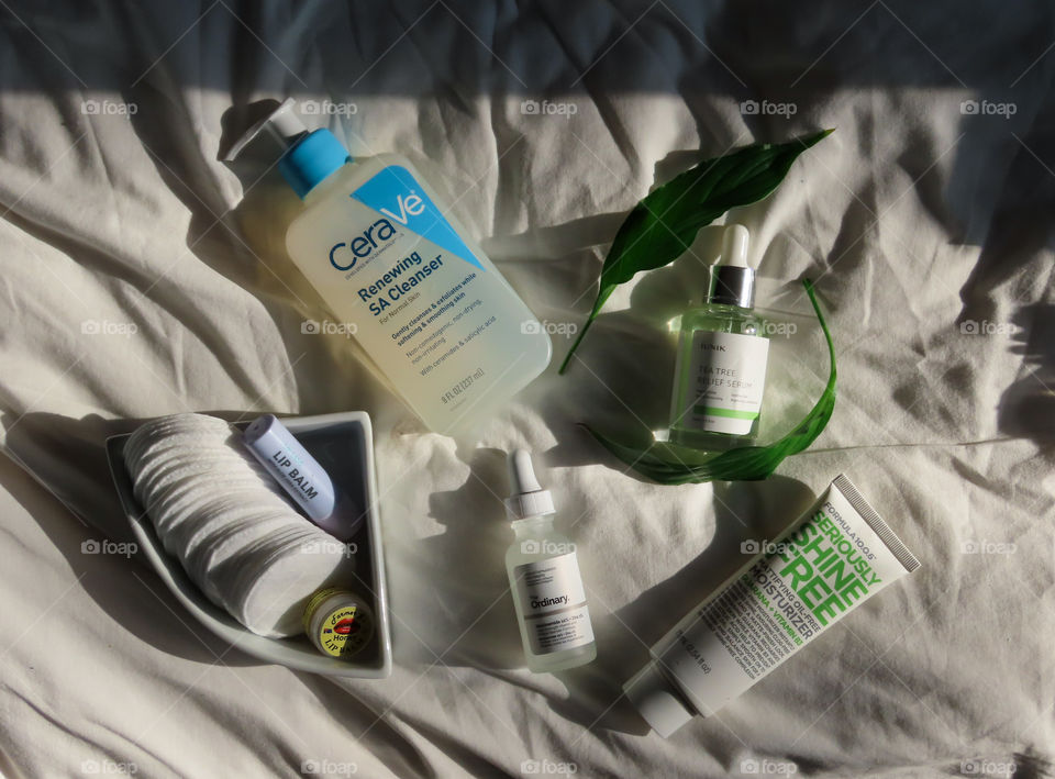 Skincare flatlay.