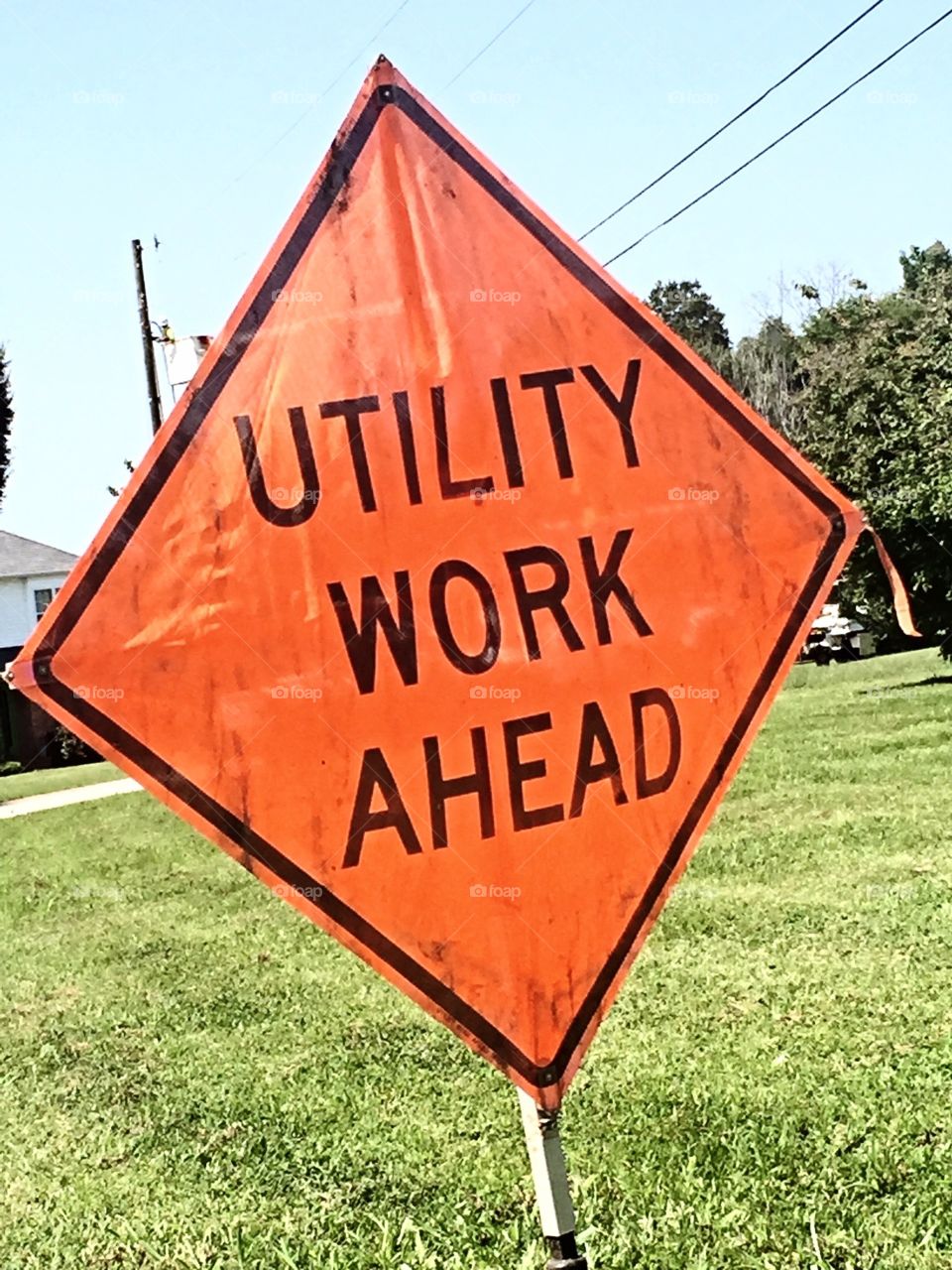 Utility Work Ahead Sign