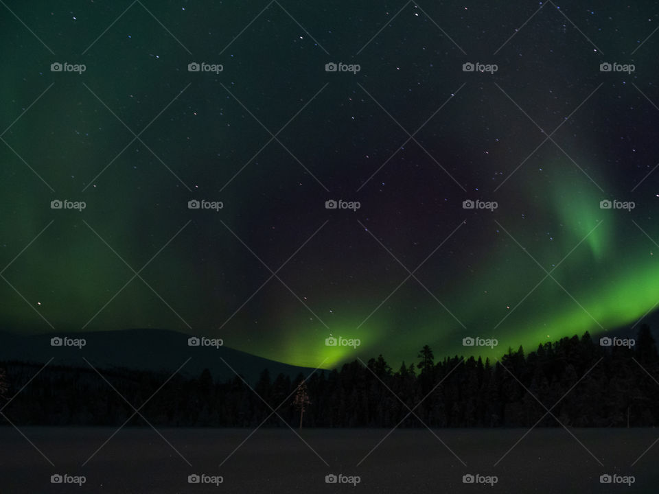 Beautiful auroras in the finnish night sky