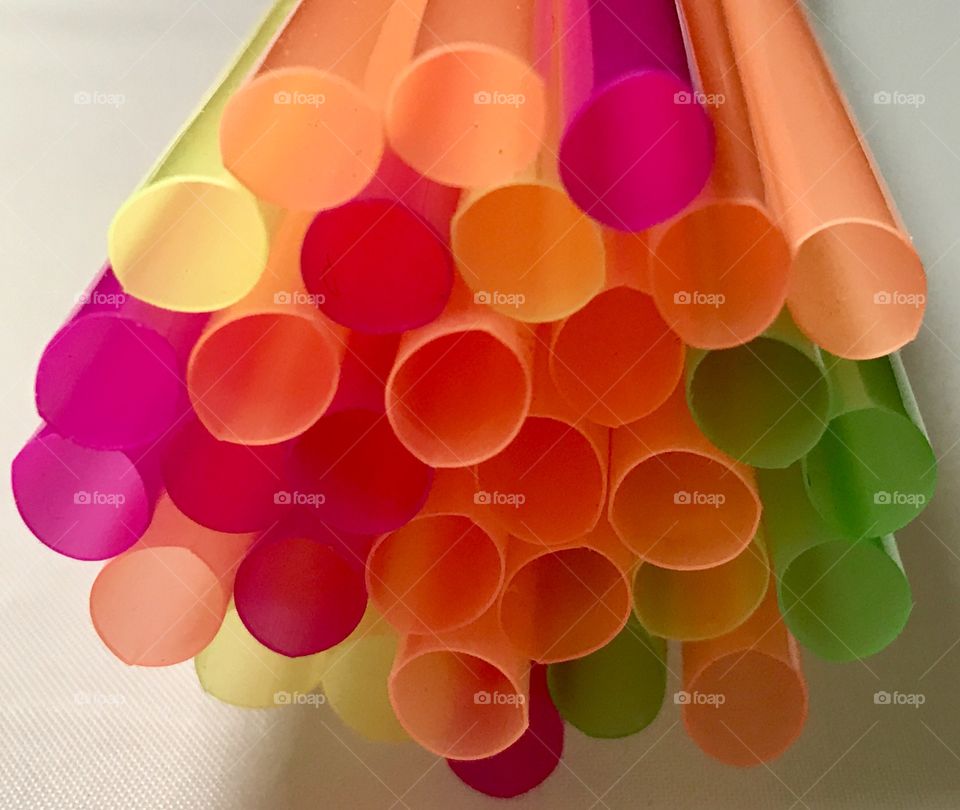 Neon colors drinking straws tubes 