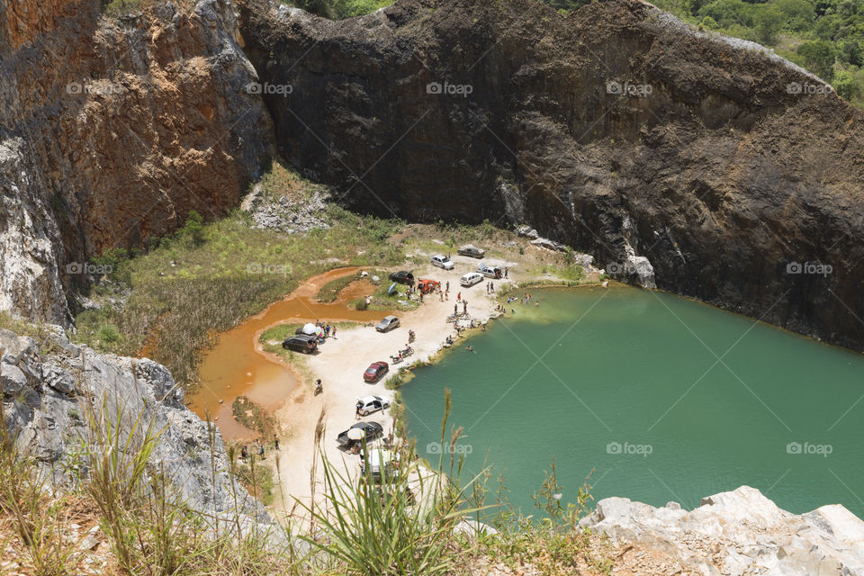 Blue Lagoon, old quarry in Campo Magro Parana Brazil.