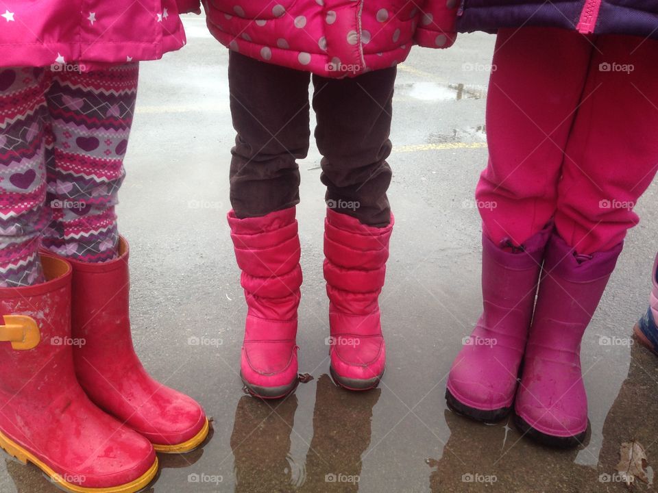 Pink rain boots 