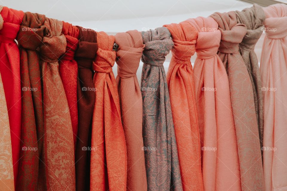 stunning monochromatic tied cloth scarves