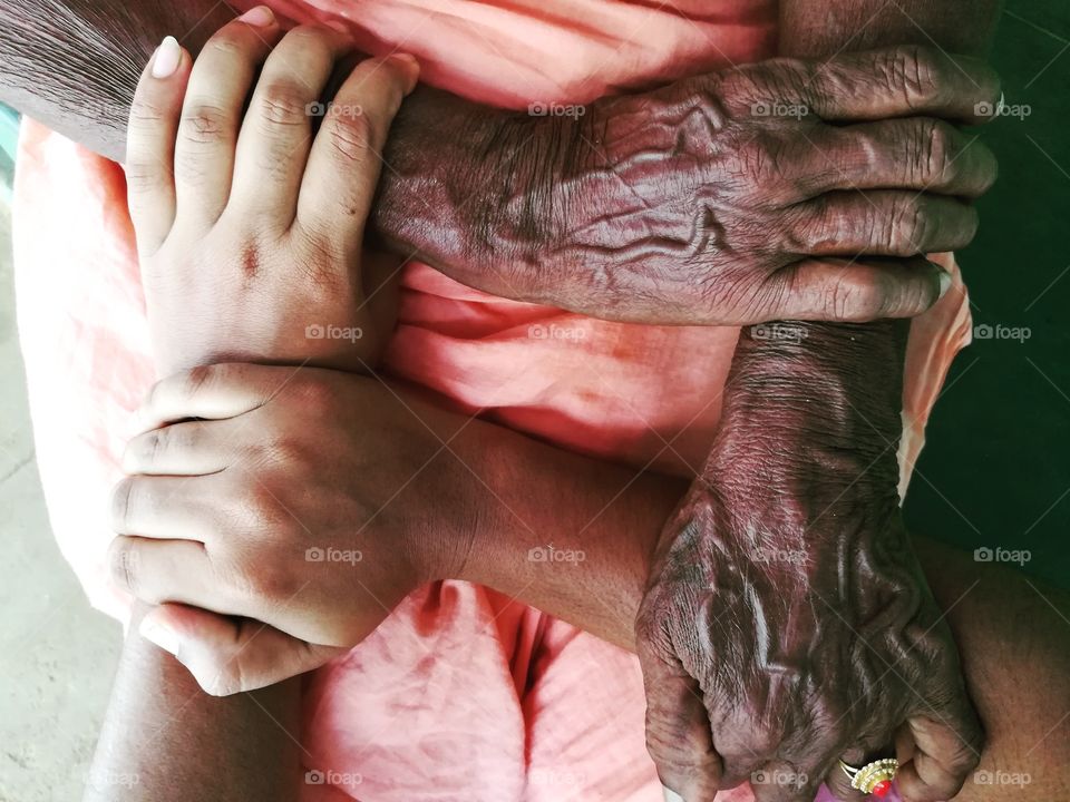 Close-up of grandmother with granddaughter