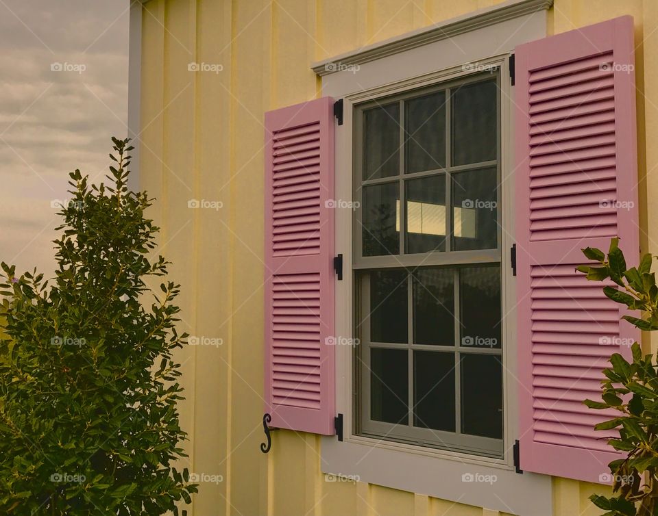 Window with Pink Shutters