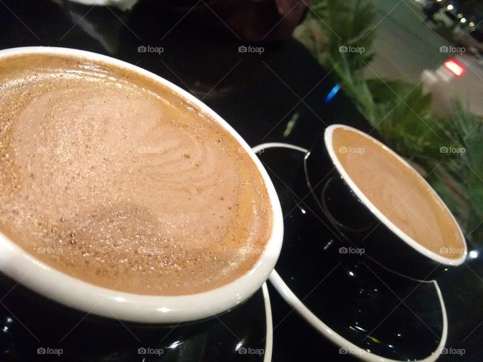 Two cups of cappuccino moka 