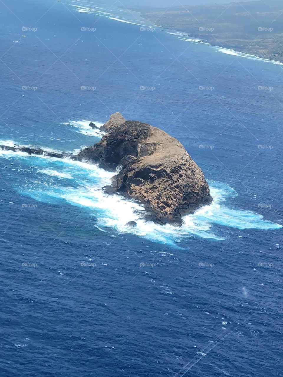 Elephant mountain in Pacific Ocean in Hawaii 