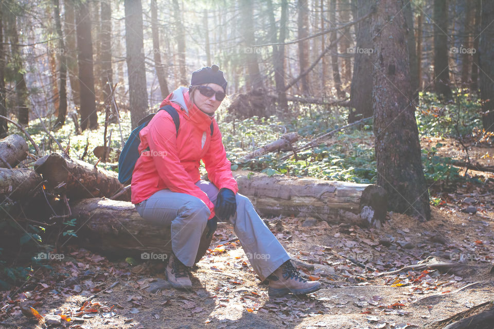 Hiking in the forest