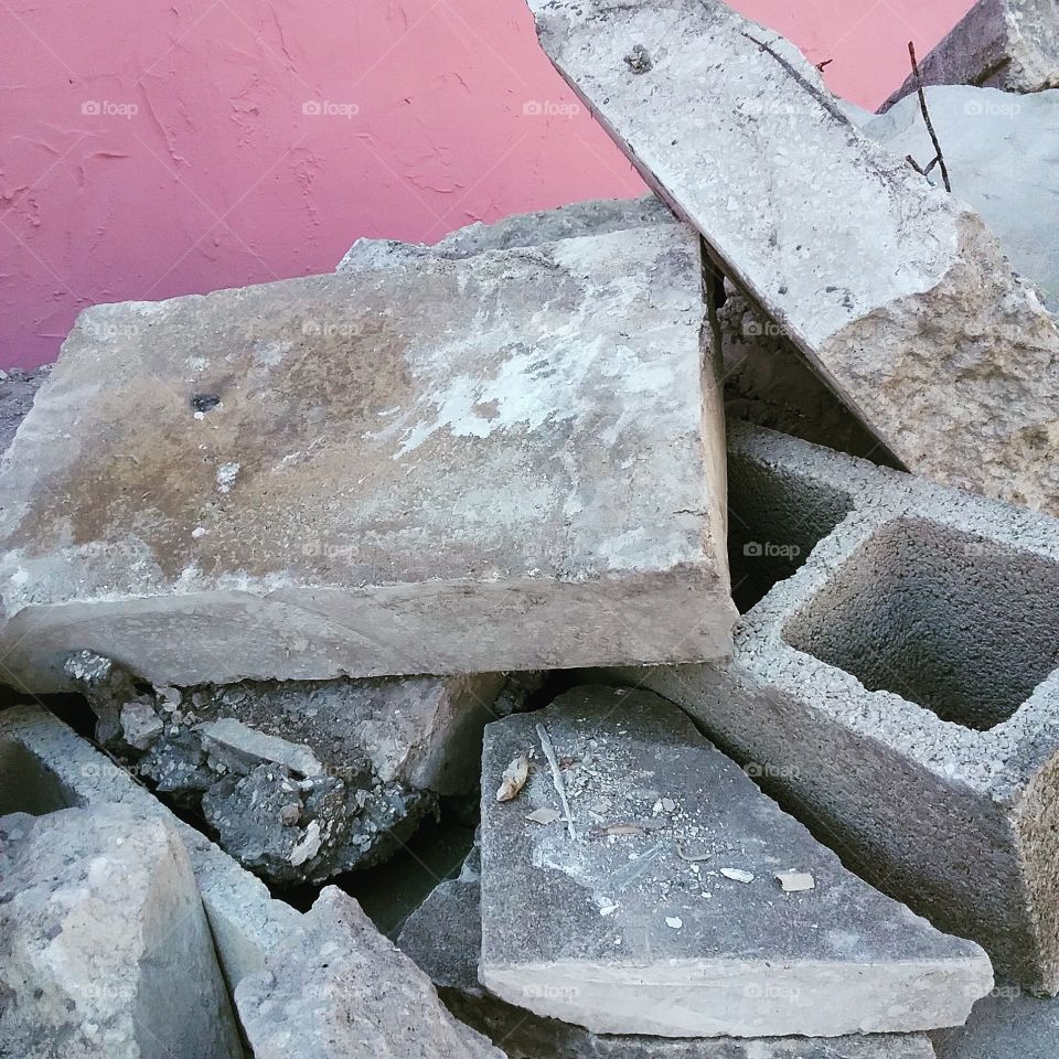 Rubble with Pink Wall background