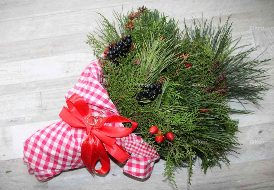 Winter bouquet of pine.
