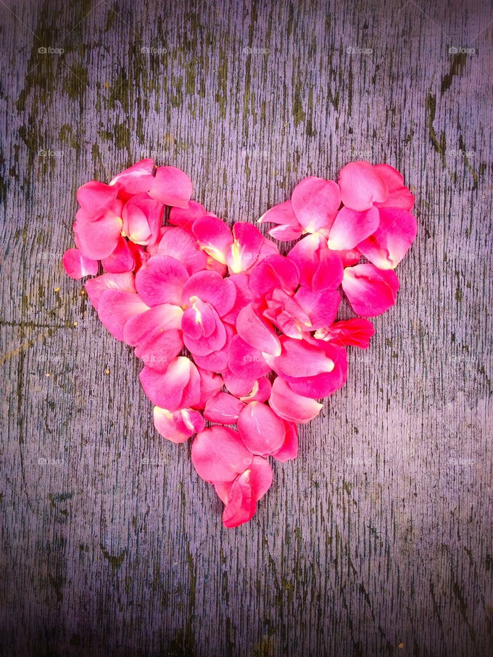 Heart shape on wooden table