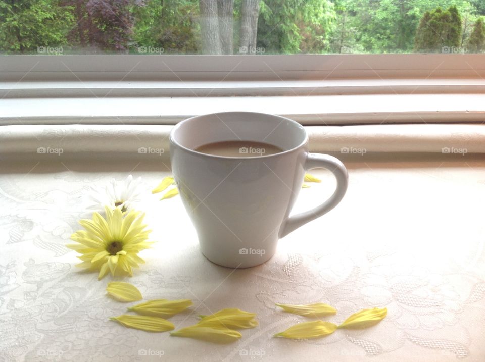 Enjoying a cup of coffee on a Spring morning.