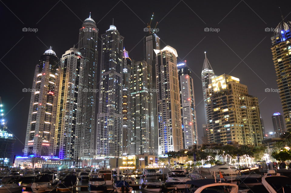 Dubai Skyline at Night. Skyline at night in Dubai
