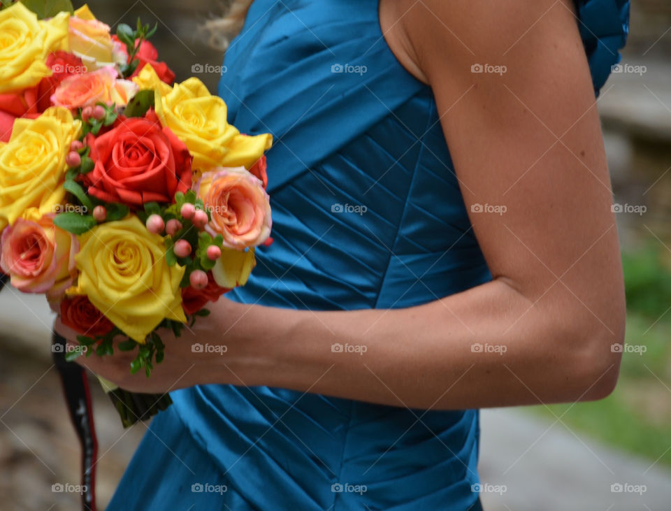 yellow pink red dress by mengzishiliu