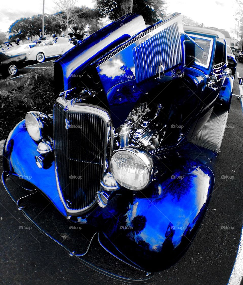 Classic blue car