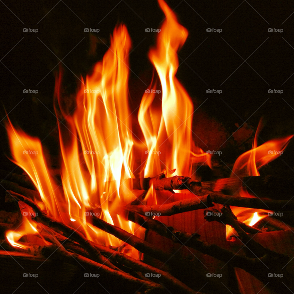wood hot orange fire by chickletchic
