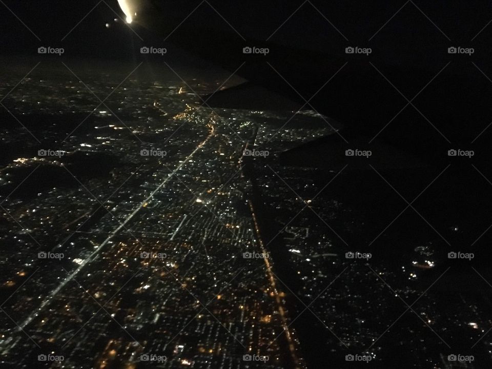 Earth from plane in night