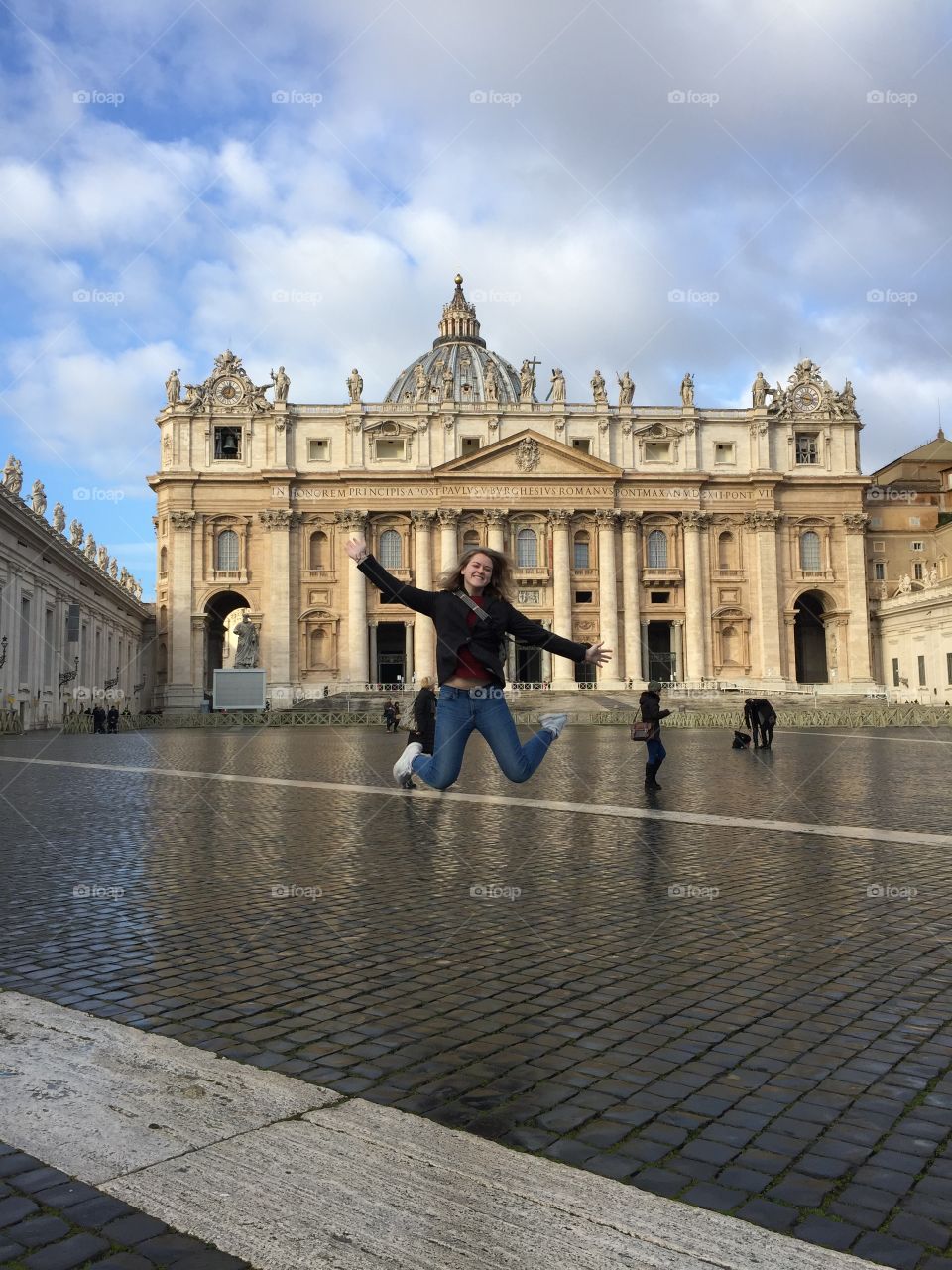 jumping for joy in front of St. Peter’s Basilica!! // Vatican City, January 2018