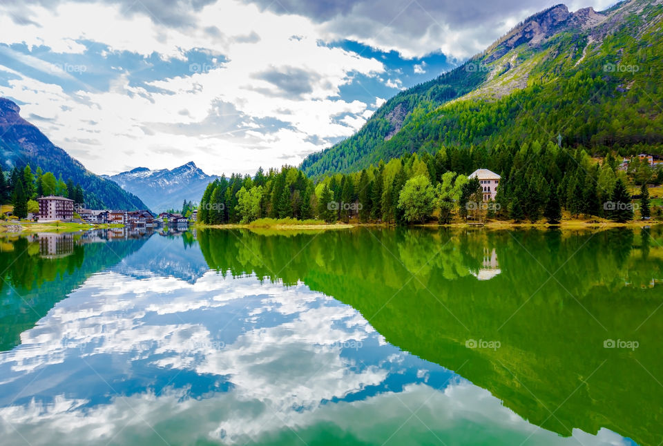 Beautiful landscape of lake in spring 