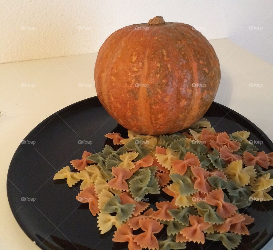 Farfalle tricolore e zucca