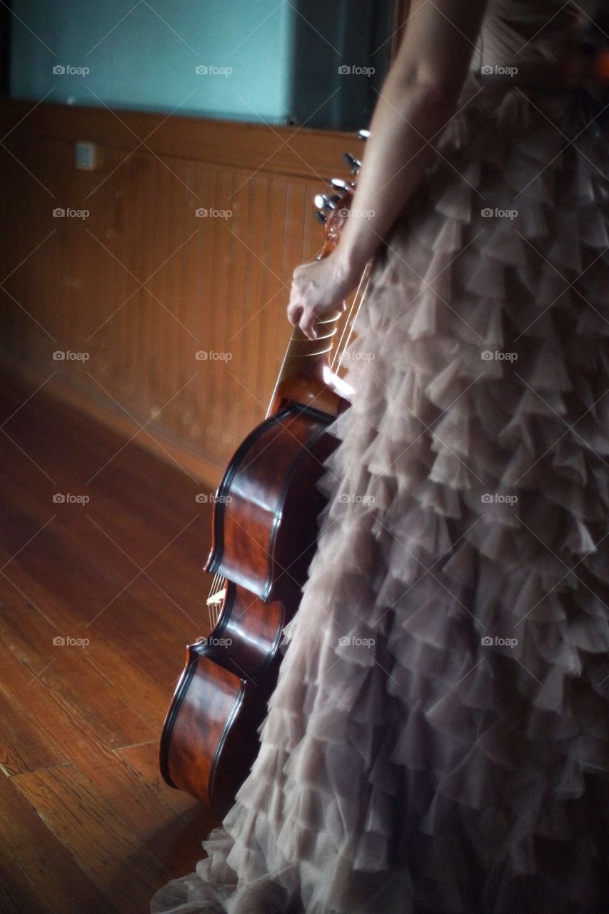 Baroque musician in gown