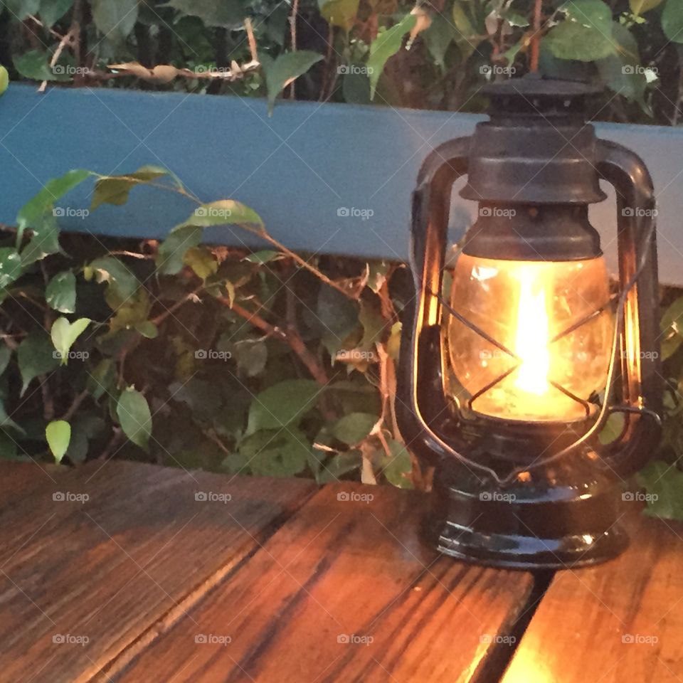 Lantern on the patio 
